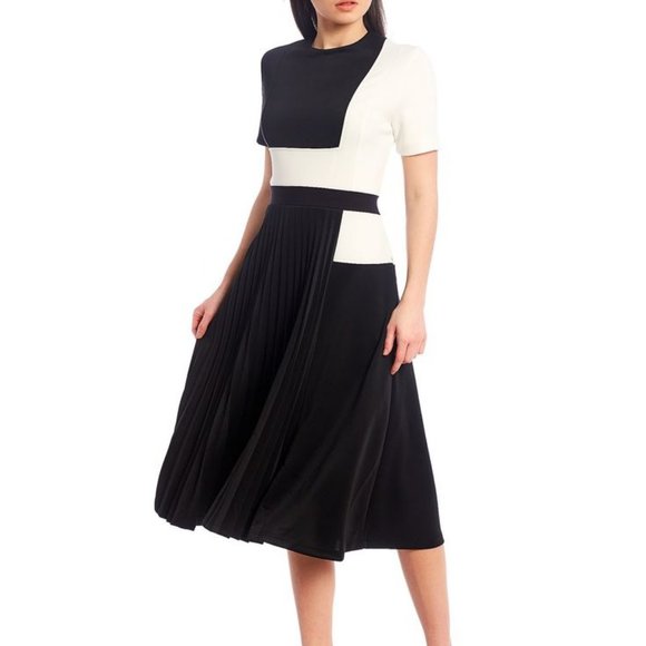 LDT Dresses & Skirts - NWOT LDT Tanya Pleated Midi Colorblock Dress size 2